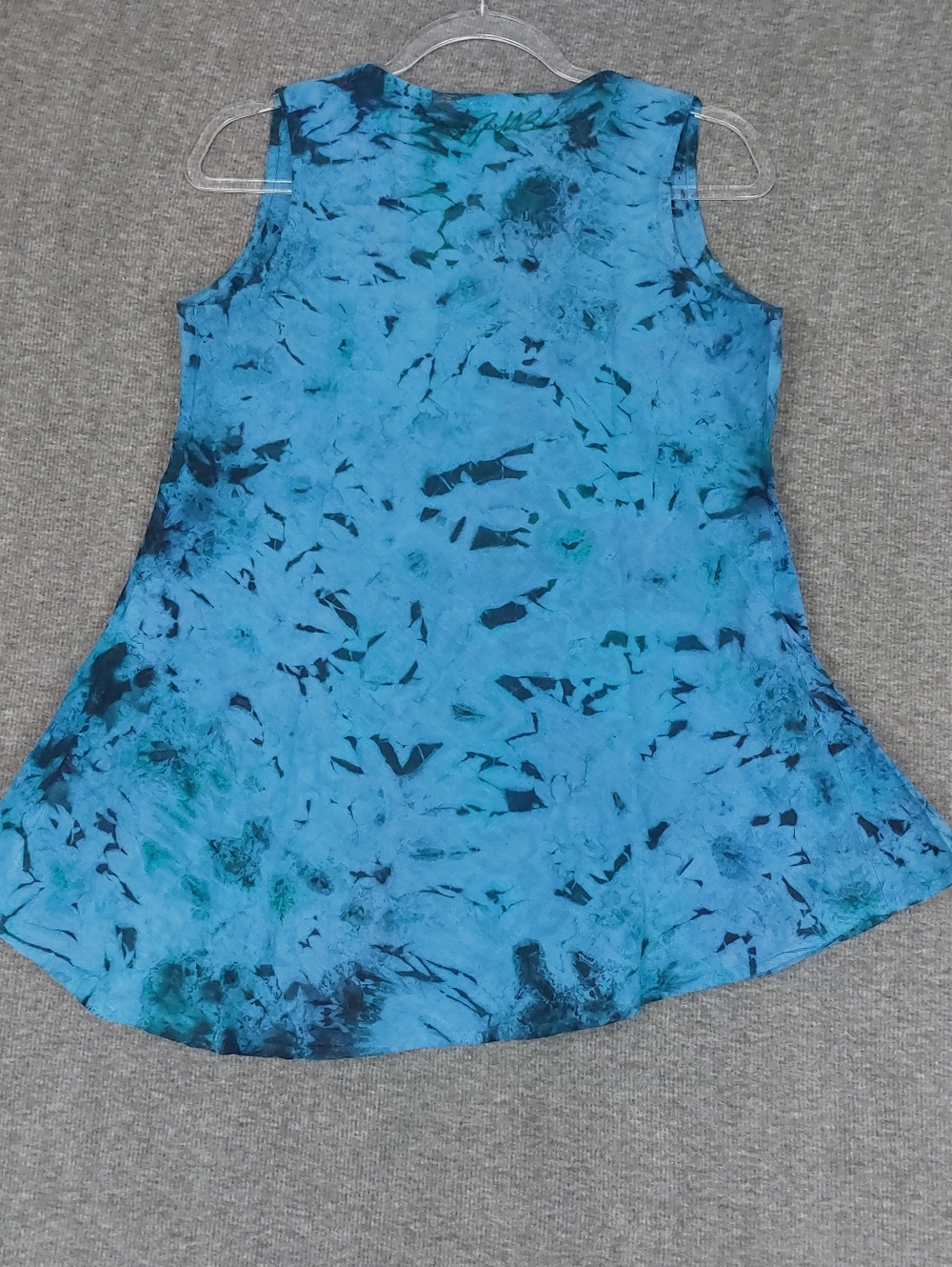 ETC. WOMENS BLUE ICE DYE TIE DYE Y2K BOHO FAIRY FESTIVAL ARTIST BUTTON TOP M - Picture 5 of 6